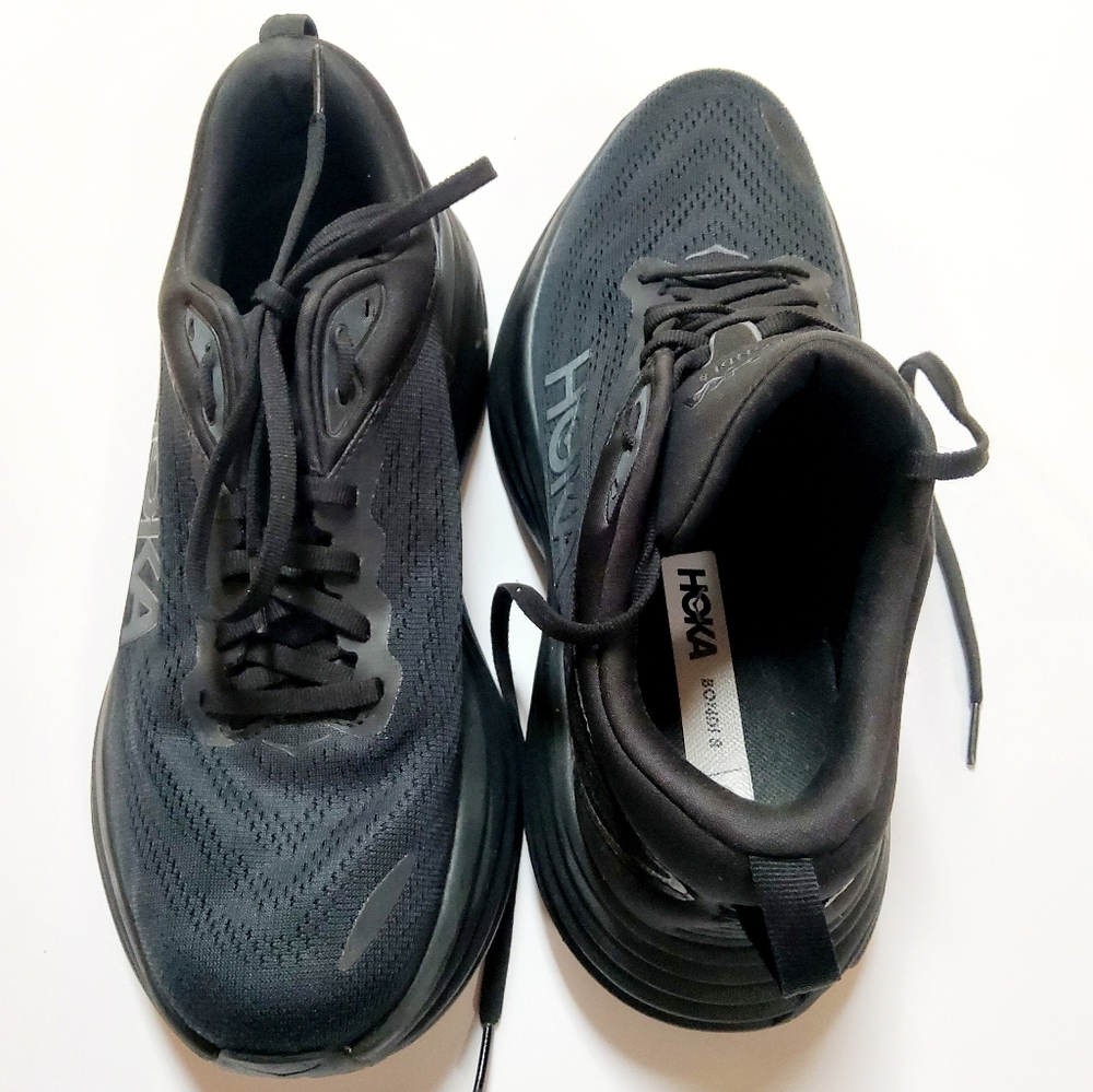 Hoka One One W Bondi 8 9.5B Black Running Shoes 1127952 BBLC - Picture 2 of 8